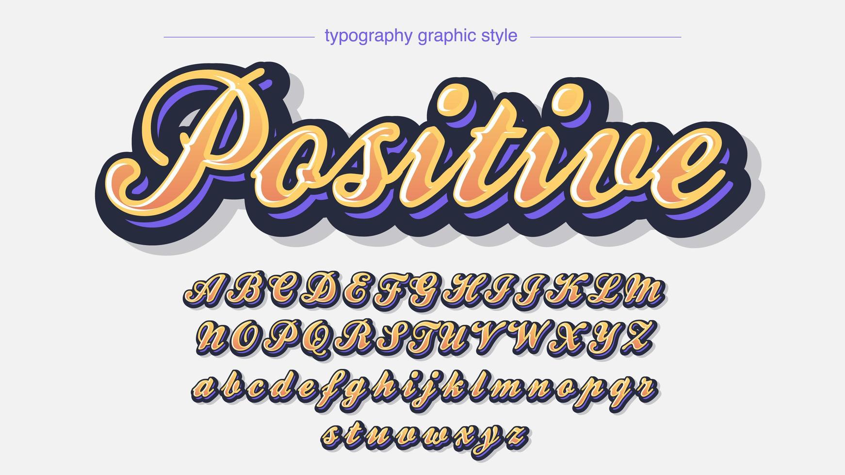 Orange Colorful Calligraphy 3D Artistic Font vector