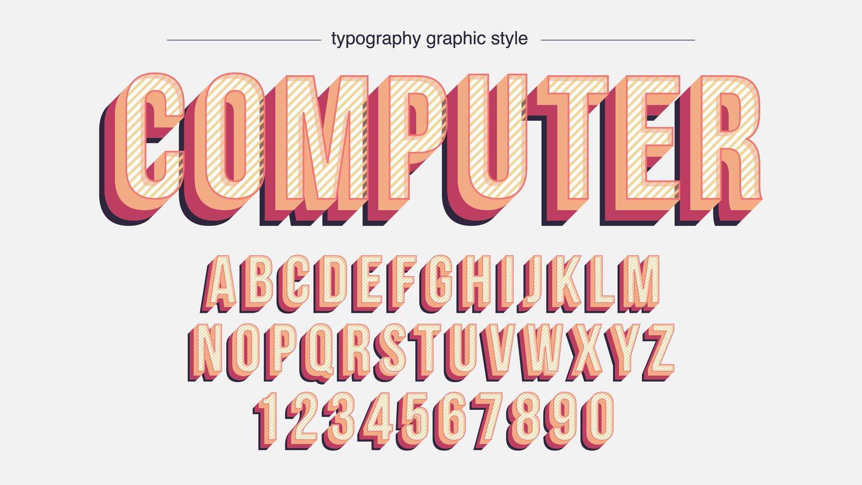 Vintage Colors Striped and Layered Alphabet vector