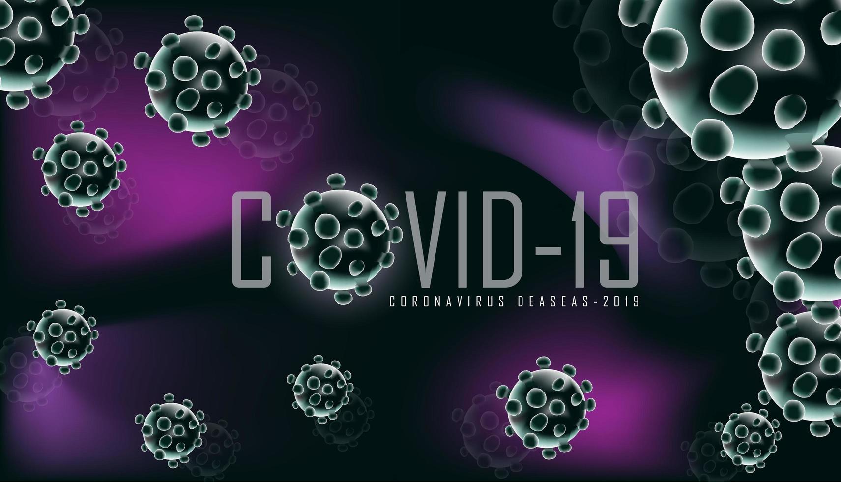 Fondo covid-19 en violeta y verde vector