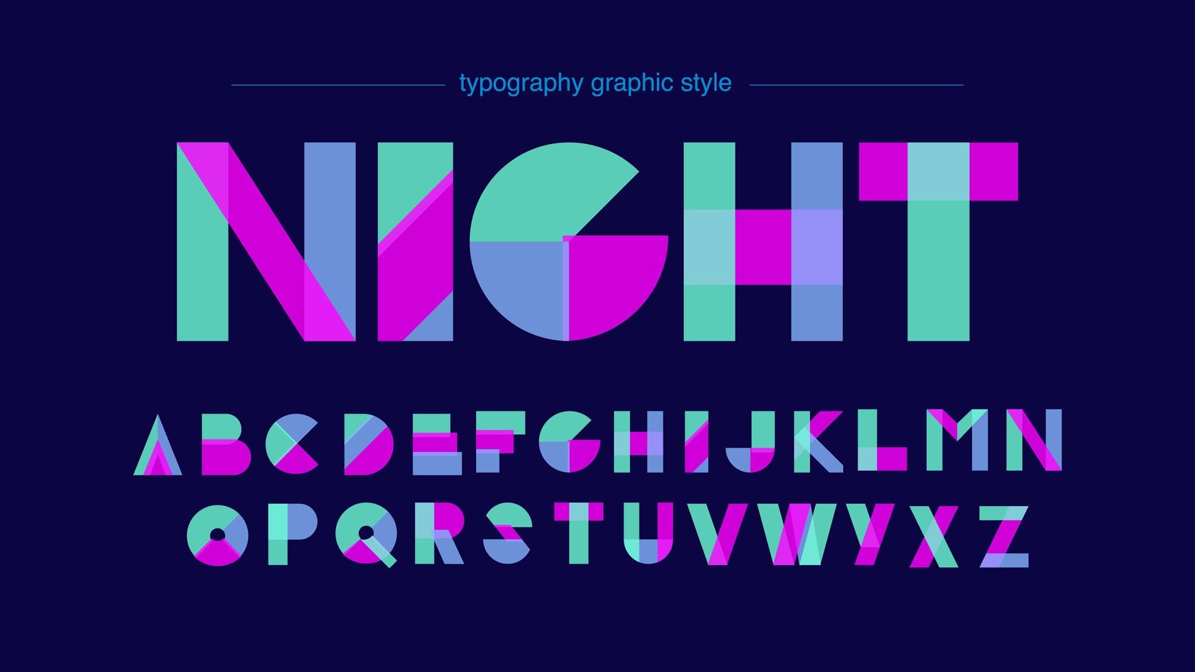 Abstract Neon Shapes Alphabet vector