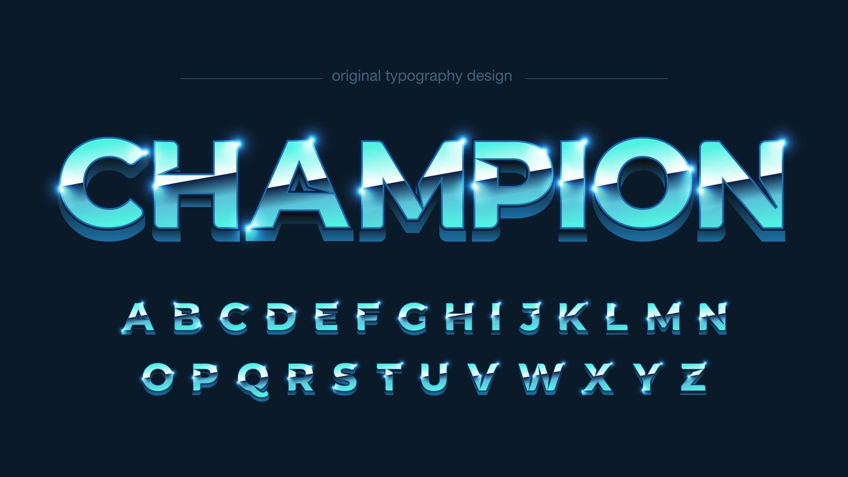 Bright Blue Chrome Uppercase Bold Alphabet vector