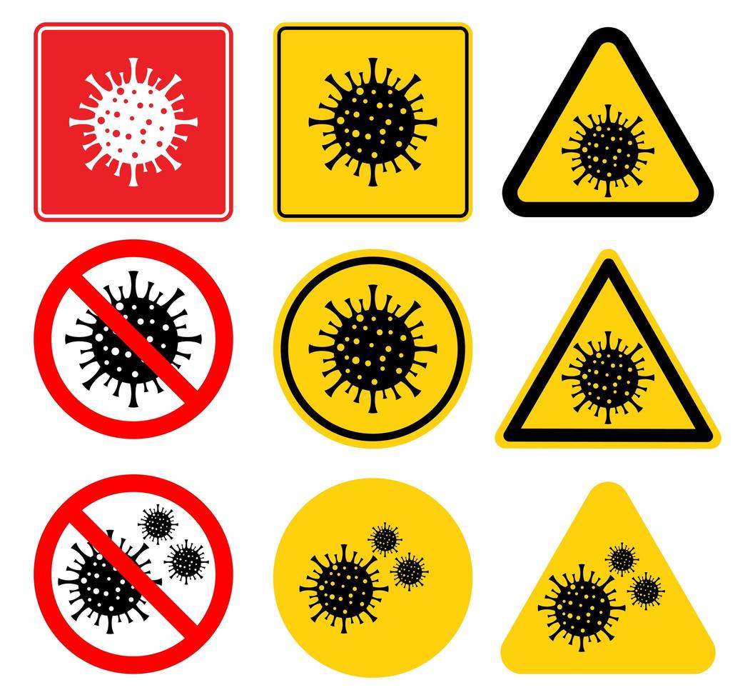 Coronavirus COVID-19 Warning Sign Set vector