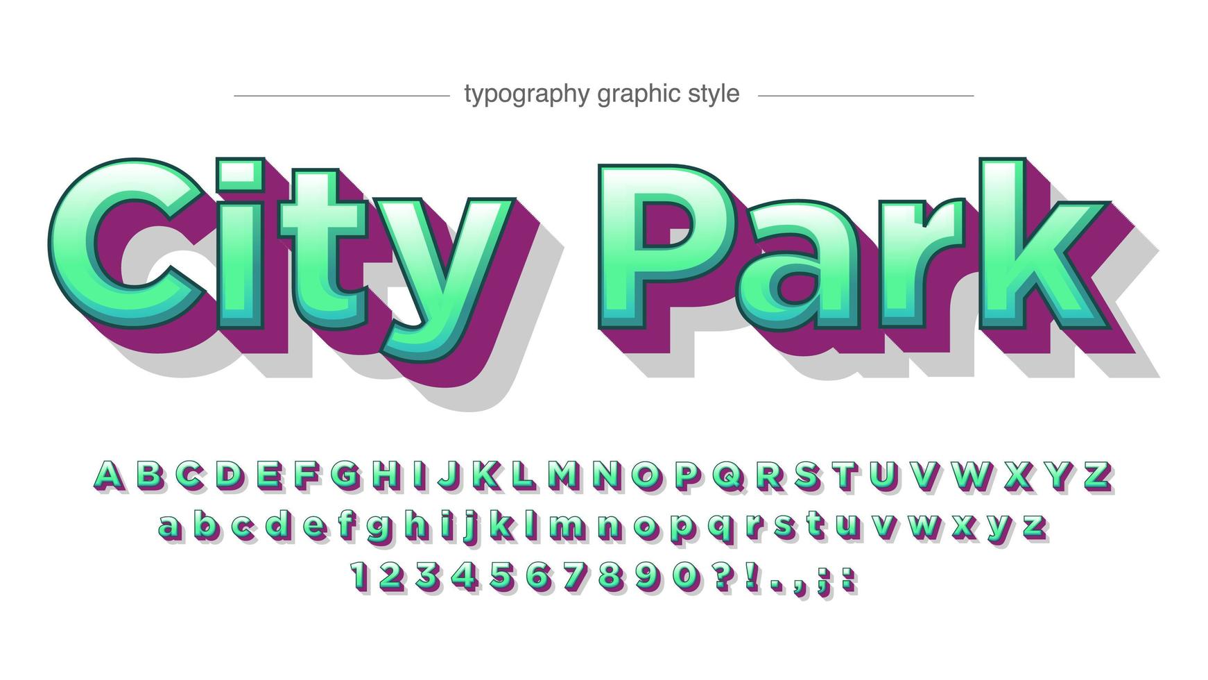 Green Purple Gradient Sans Serif Alphabet vector