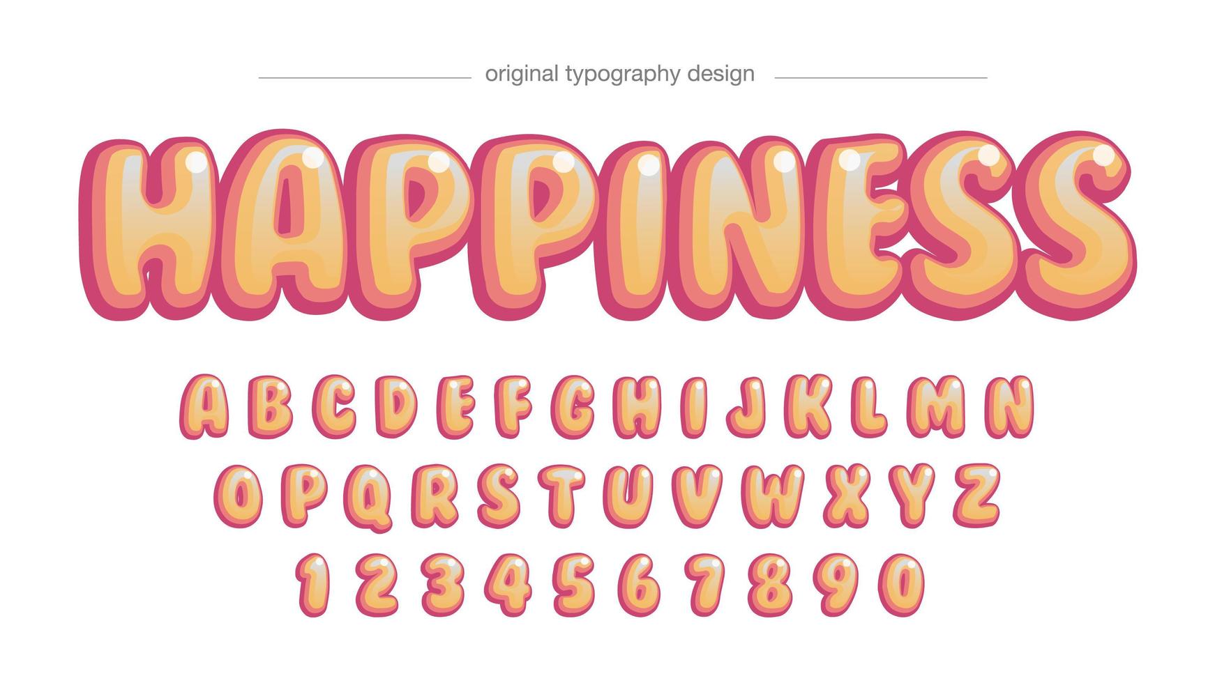 Yellow Pink Colorful Bubble Cartoon Font vector