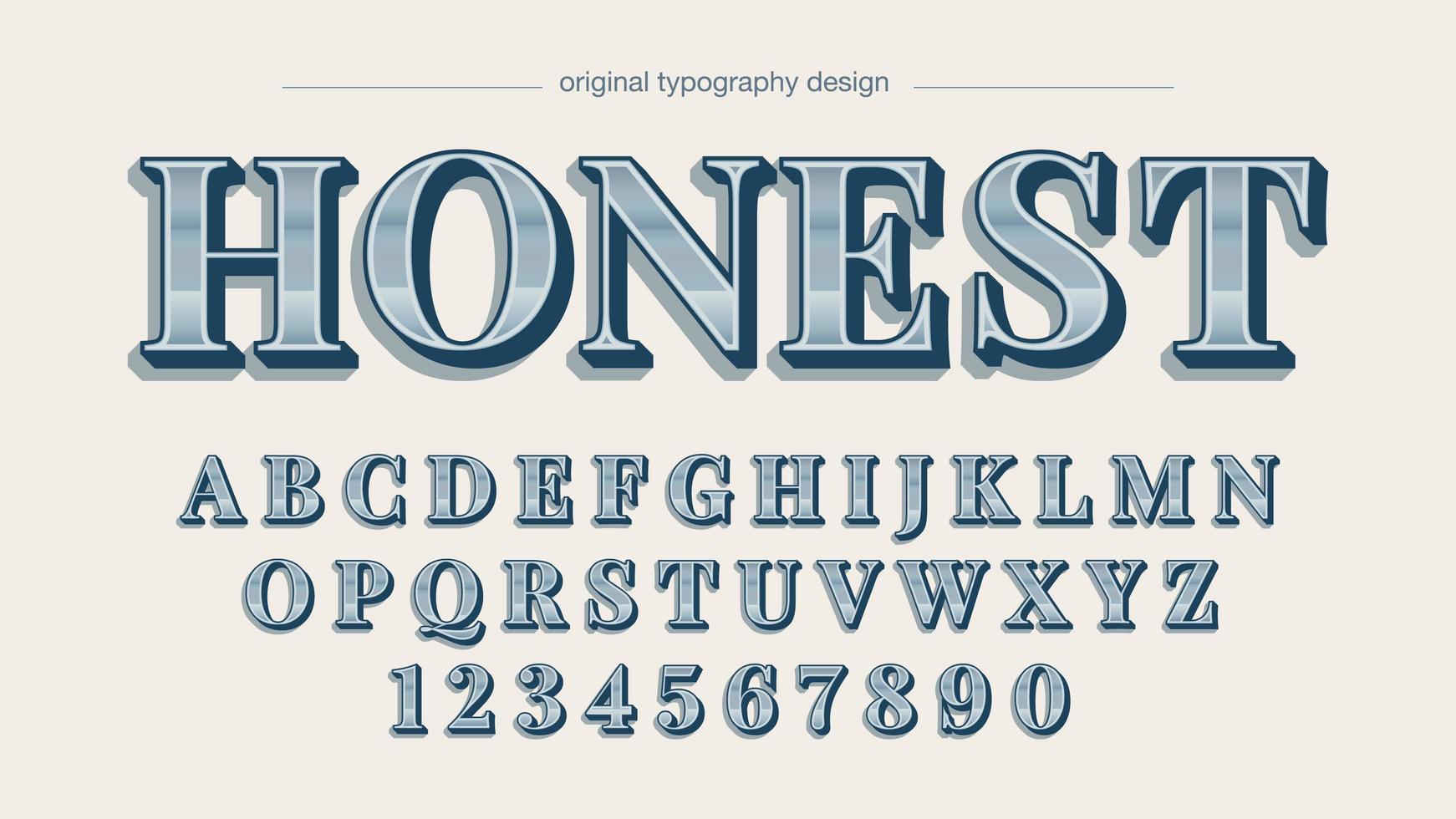 Chrome Silver Elegant Sans Serif Alphabet vector