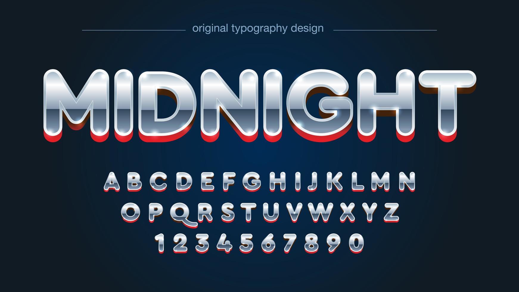 Rounded Chrome and Red Uppercase Alphabet vector