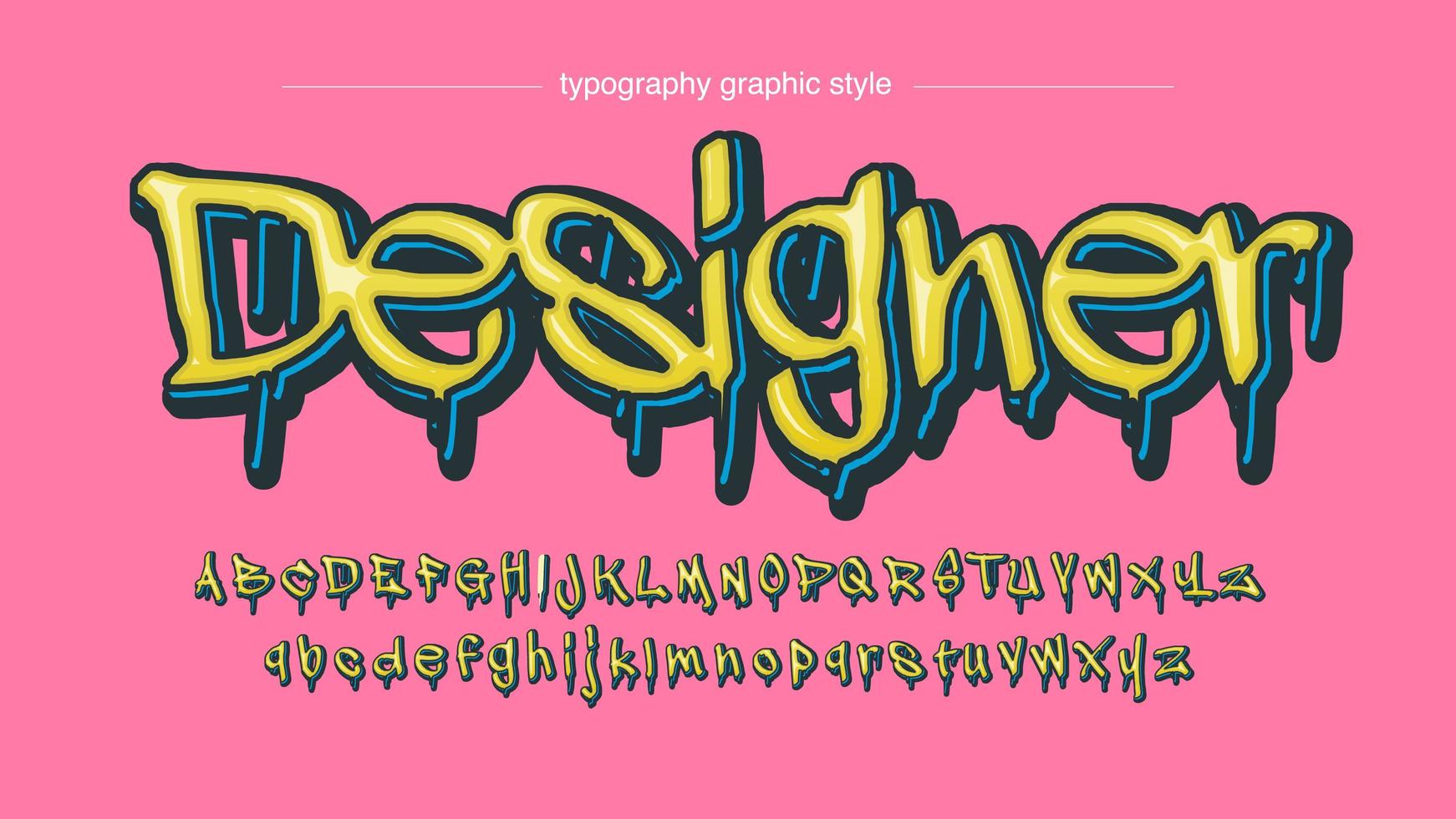 Modern Yellow Dripping Graffiti Font vector