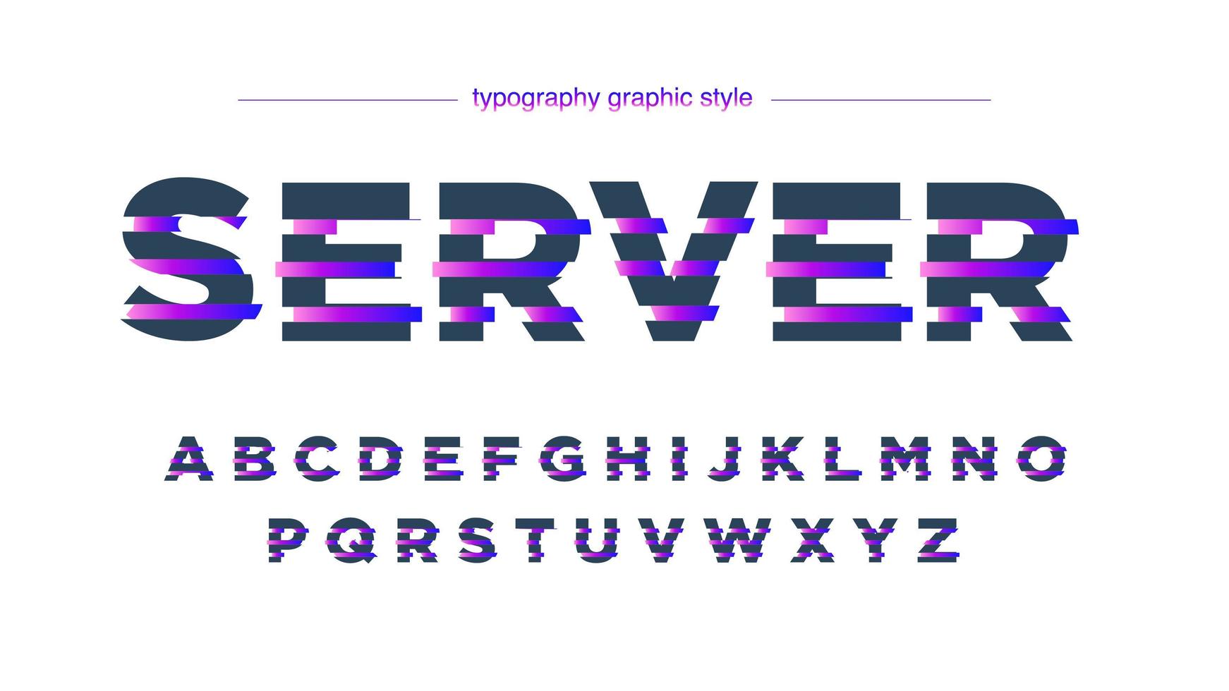 Futuristic Neon Purple Sliced Lines Alphabet vector