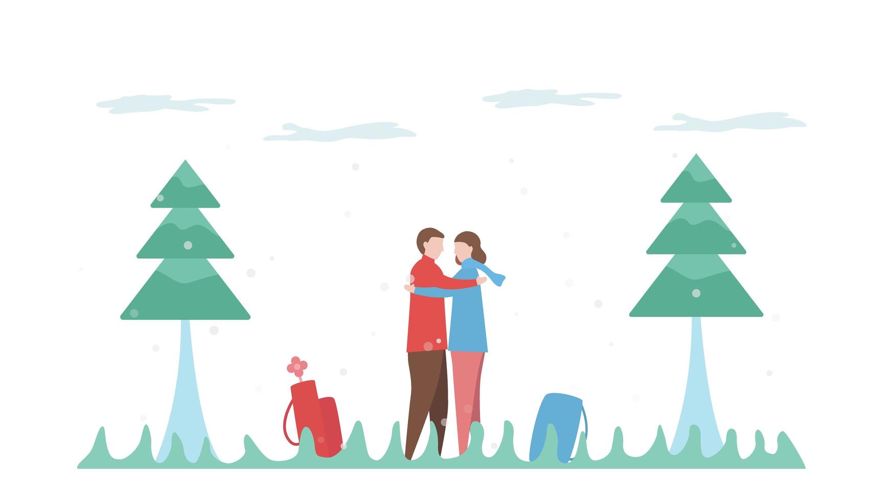 Couple Hugging in Outdoor Scene  vector