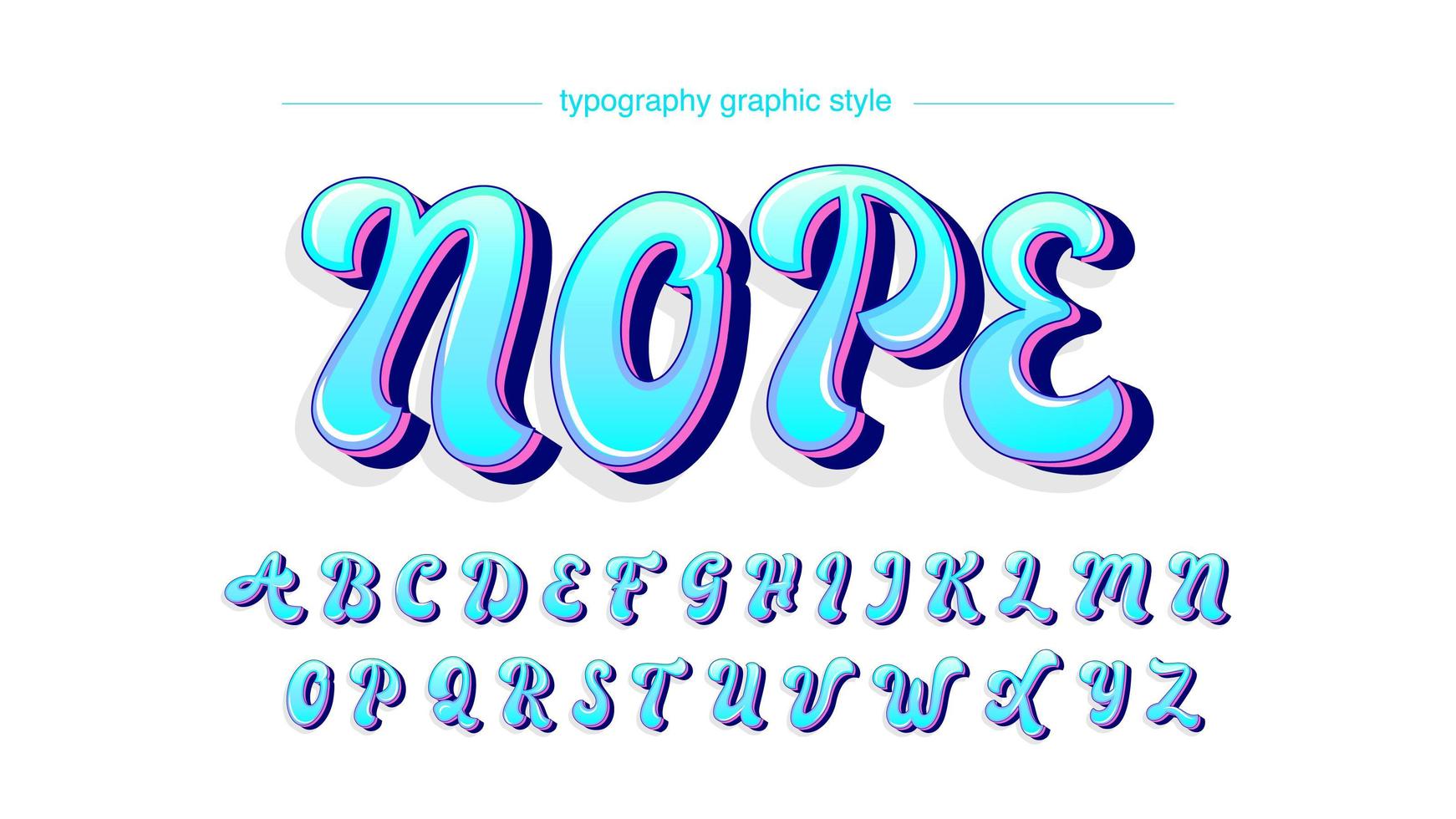 Neon Blue Purple Uppercase Calligraphy Style Font vector