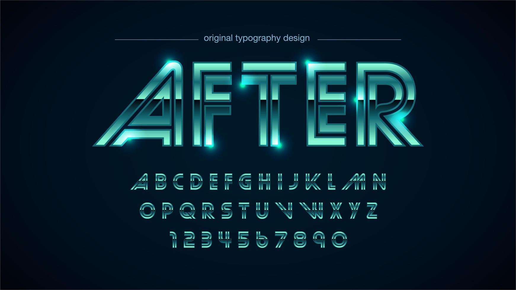 Green Chrome Metallic Vintage Alphabet vector