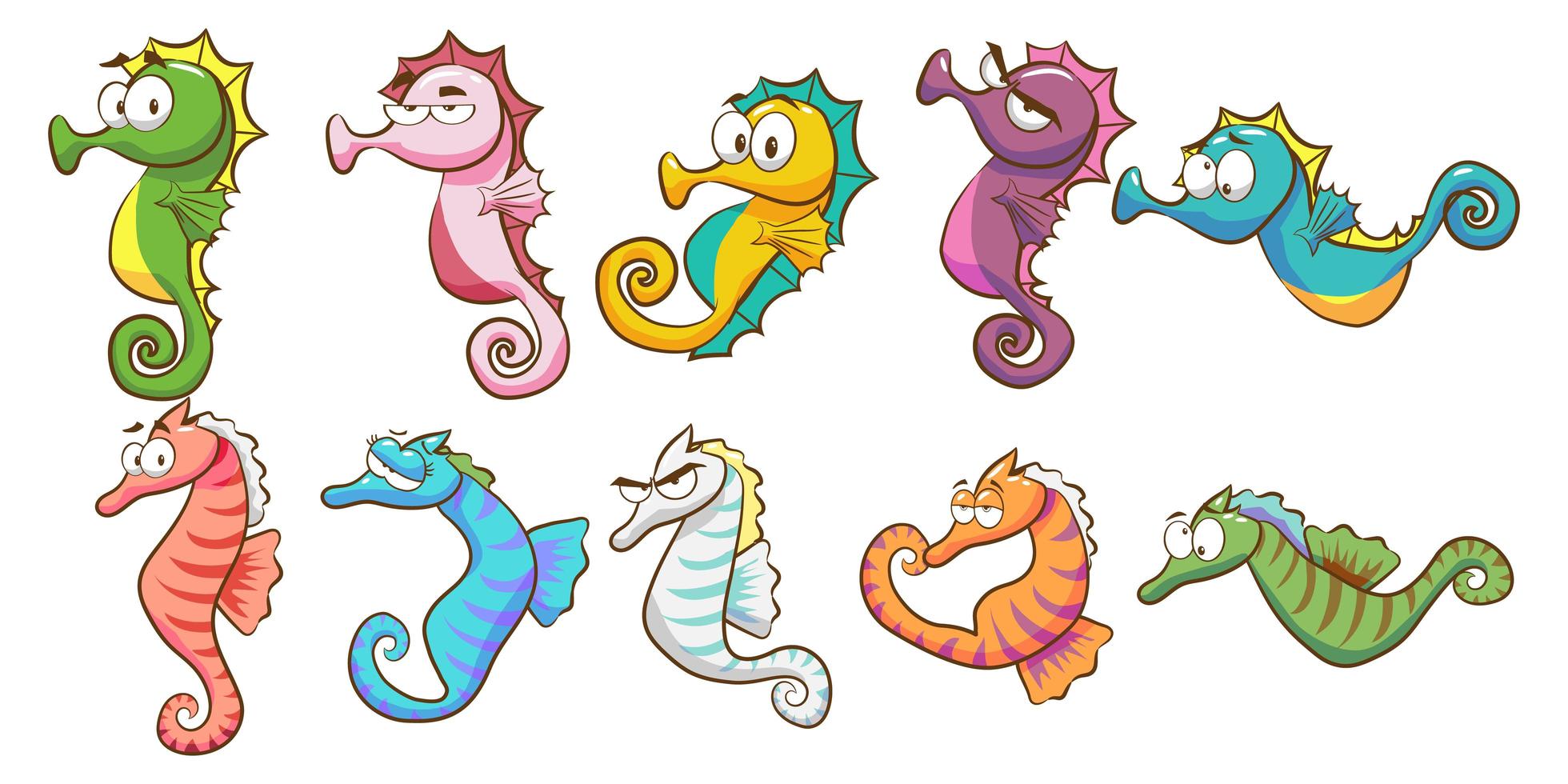 Cartoon Seahorse Set  vector