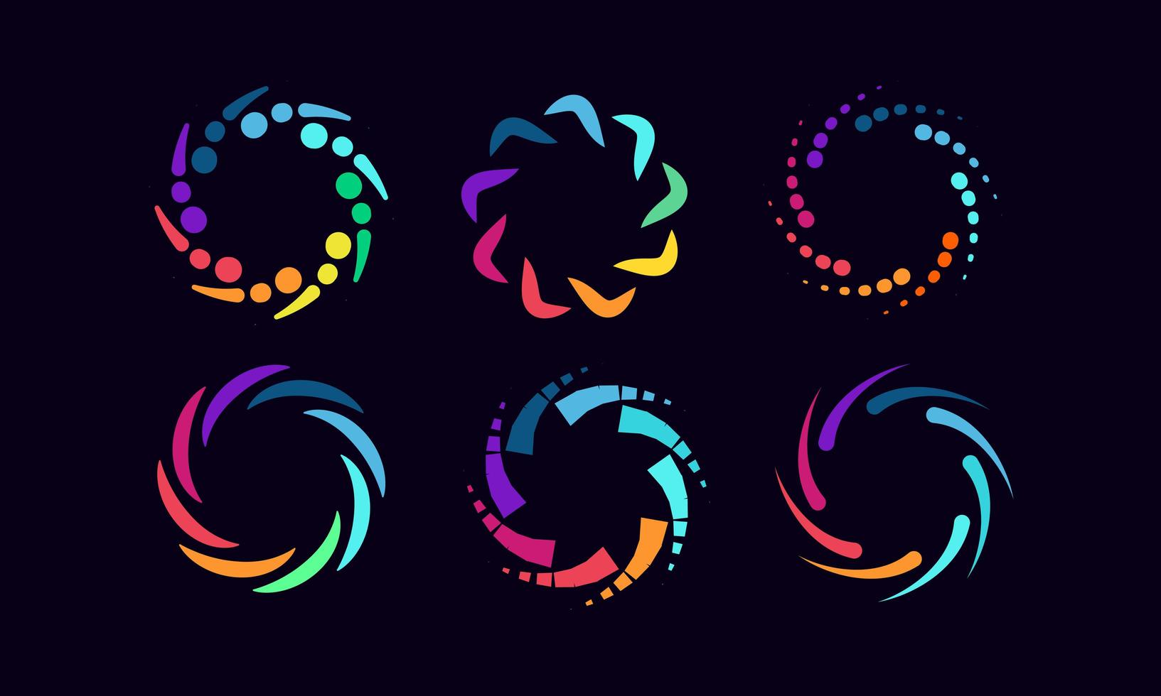 Collection of Abstract Circular Rainbow Logos vector