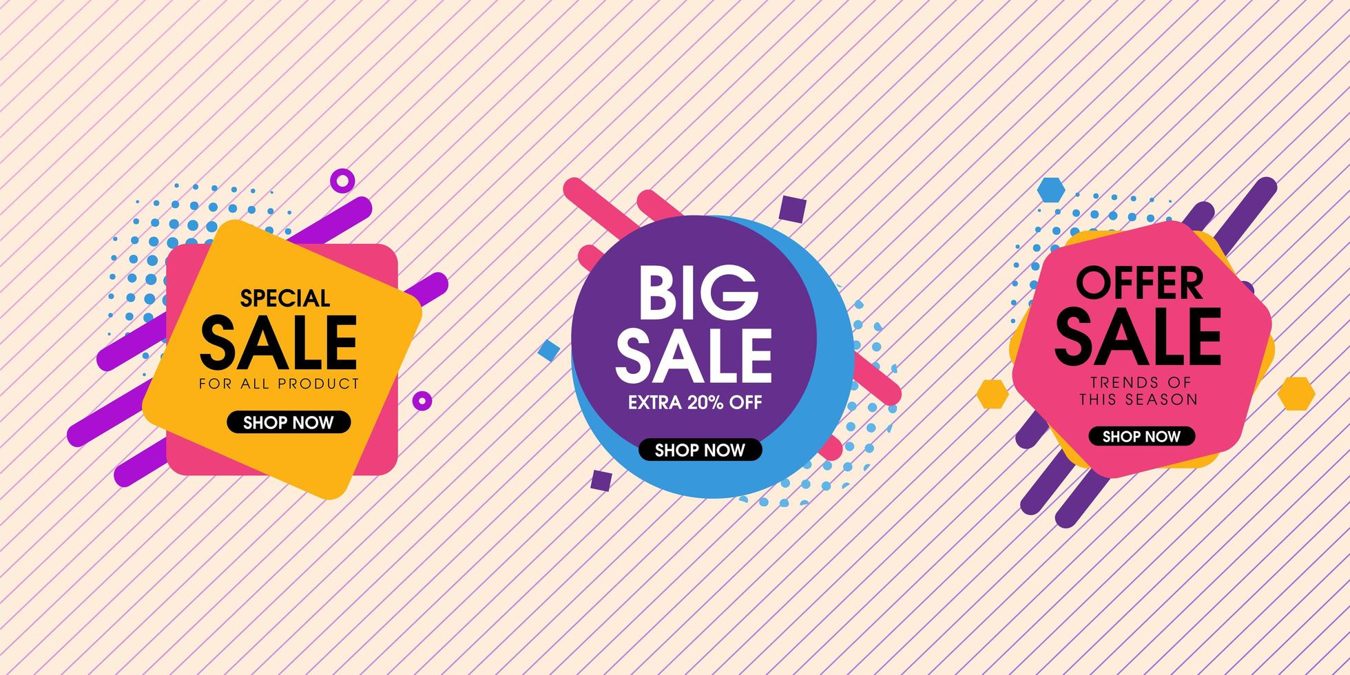 Bright Geometric Sale Badges vector