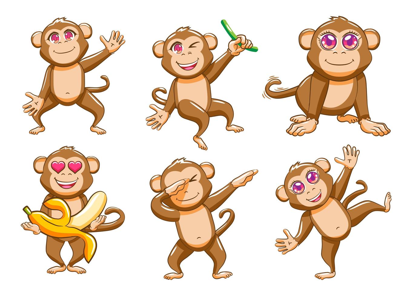 Silly Monkey Cartoon Set vector