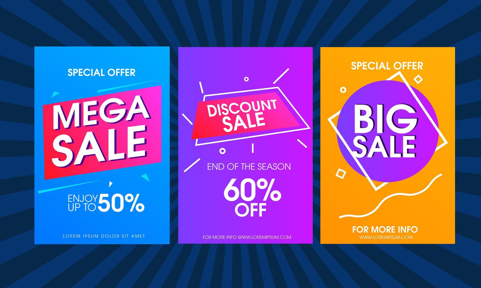 Bright Geometric Design Sale Banner Set vector