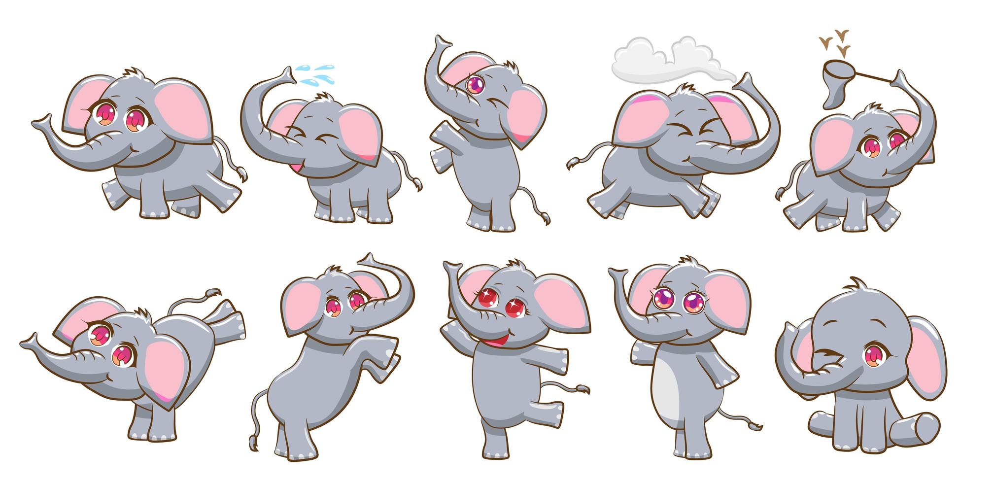 Cartoon Elephants Set vector