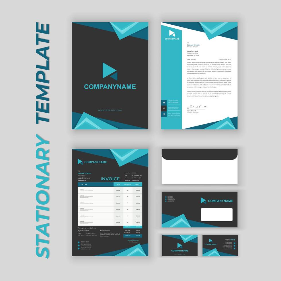 Branding Identity Set with Blue Triangle Accents vector