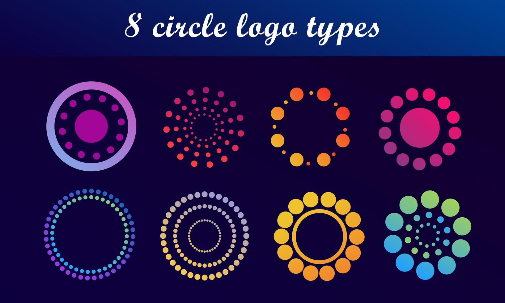 Set of Bright Circular Dot Logos vector
