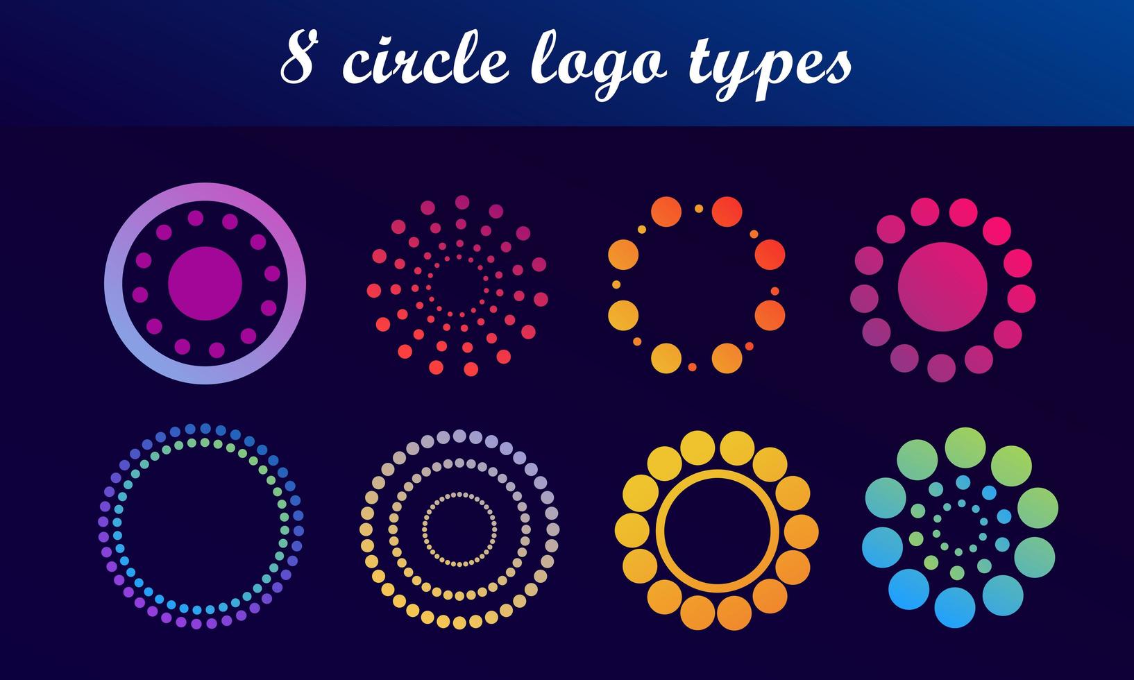 conjunto de logotipos de puntos circulares brillantes vector