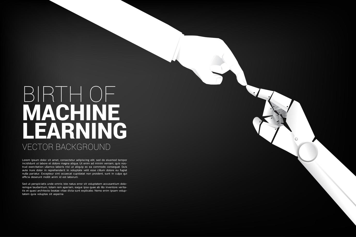 Robot hand touching human hand vector