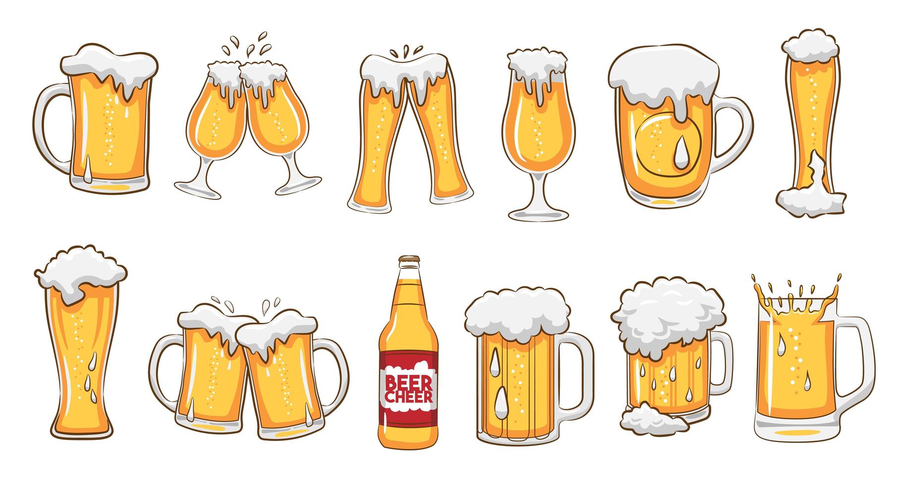 Beer Mugs and Glasses Set  vector