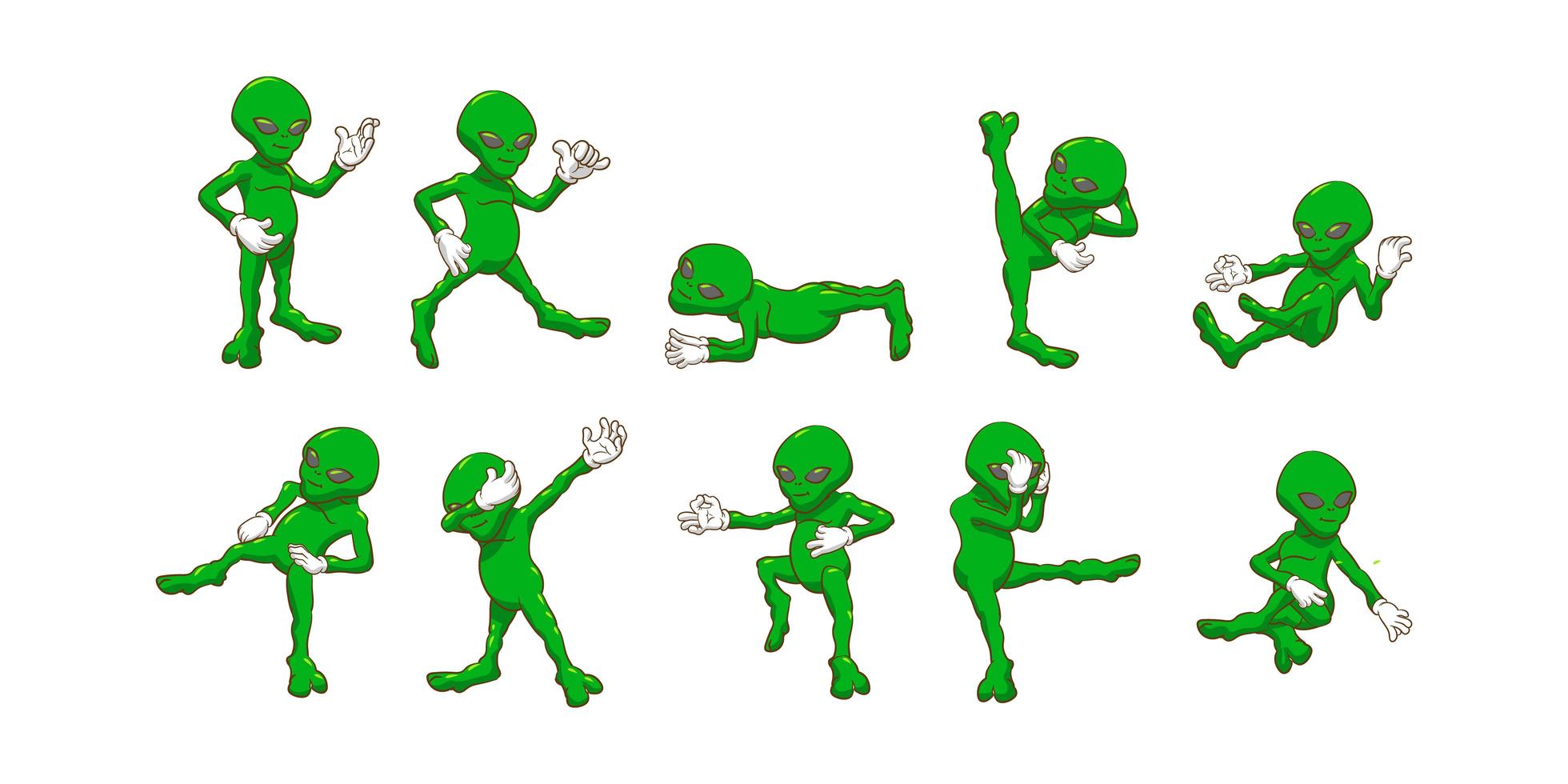 Silly Cartoon Alien Set  vector