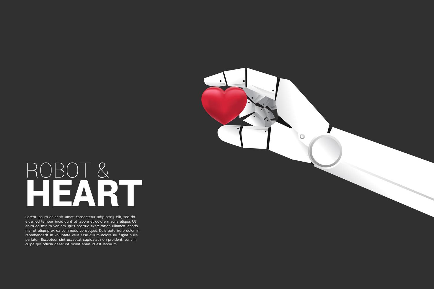 mano robot con corazón 3d vector