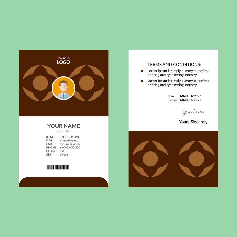 Light and Dark Brown Geometric ID Card vector