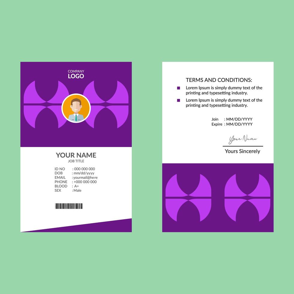 Geometric Shapes Purple ID Card vector