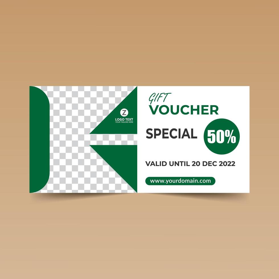 Green Geometric Gift Voucher Design Template vector