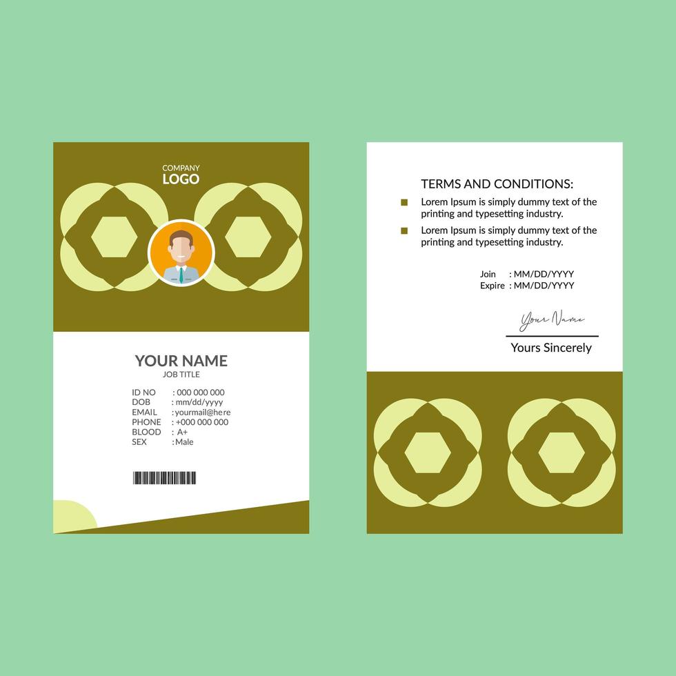 Lime Retro Green Geometric Vertical ID Card vector