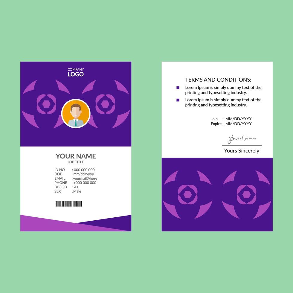 Purple Geometric Simple  ID Card vector