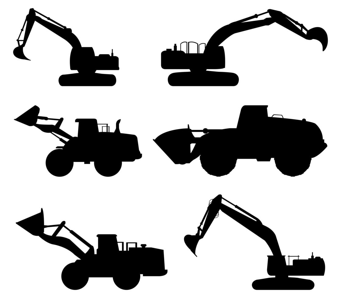 Excavator Black Icon Collection vector