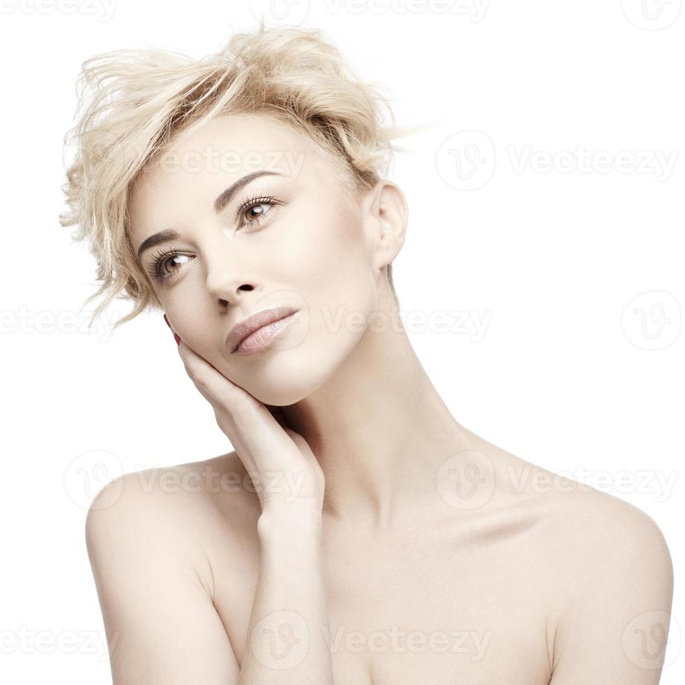 portrait of a beautiful woman with clean skin photo