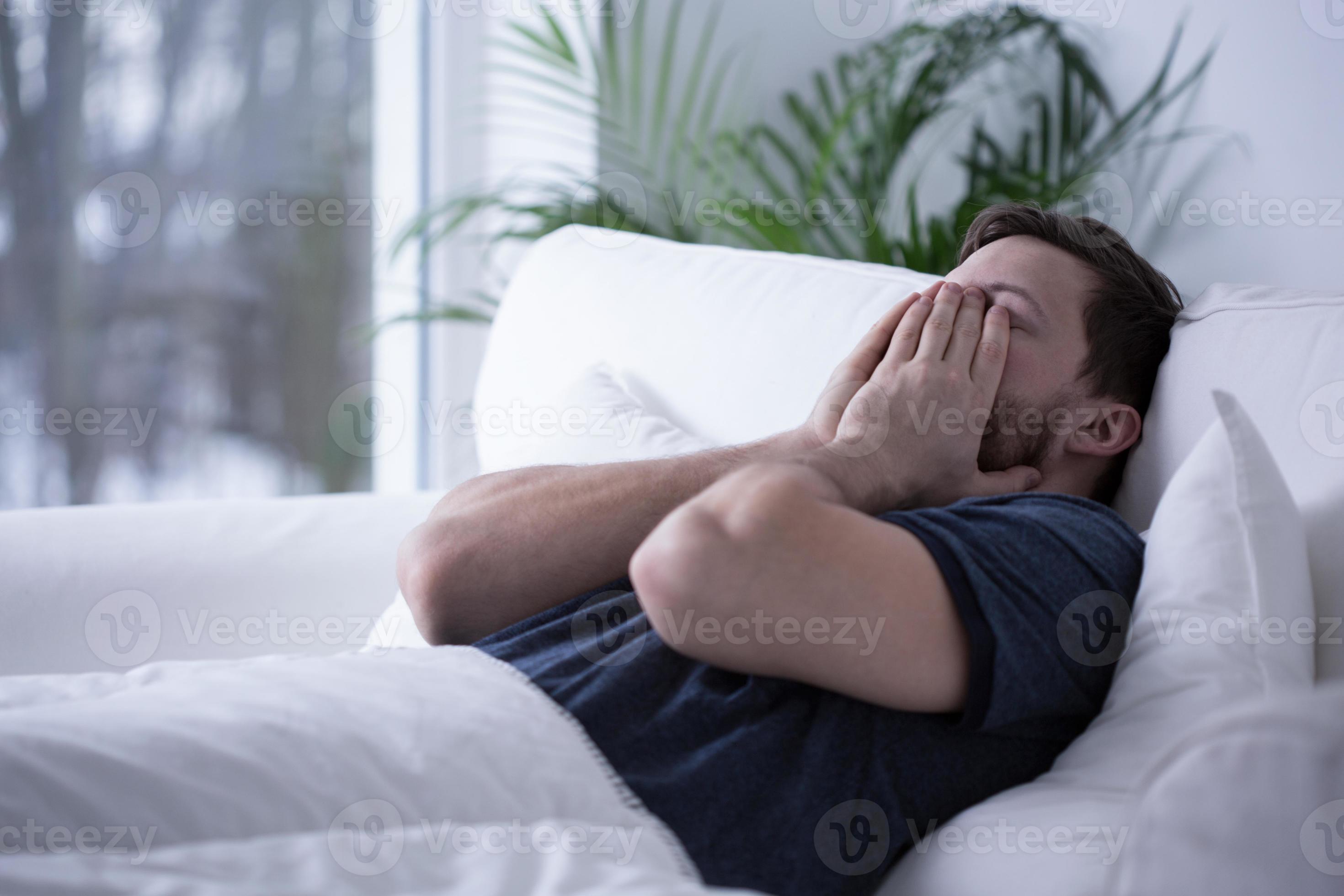 Man can't fall asleep 945548 Stock Photo at Vecteezy