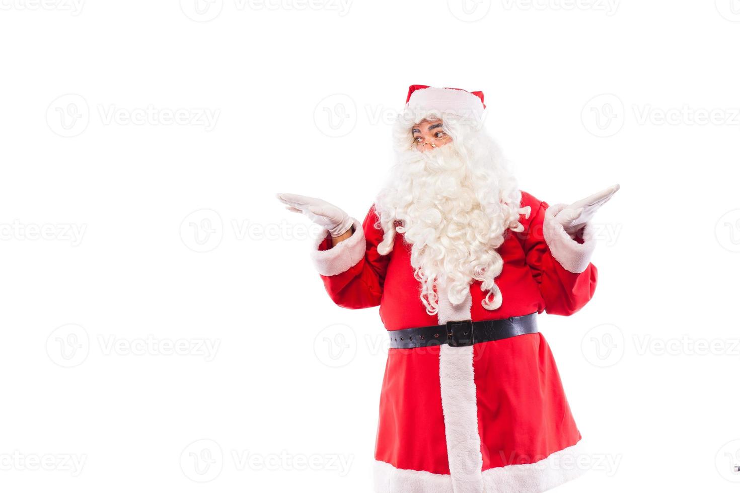 santa claus with on white, with copy space photo