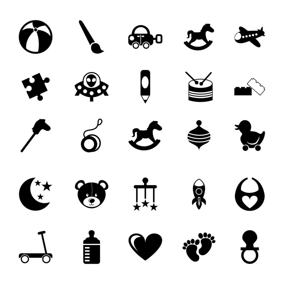 Toys icon set over white background  vector