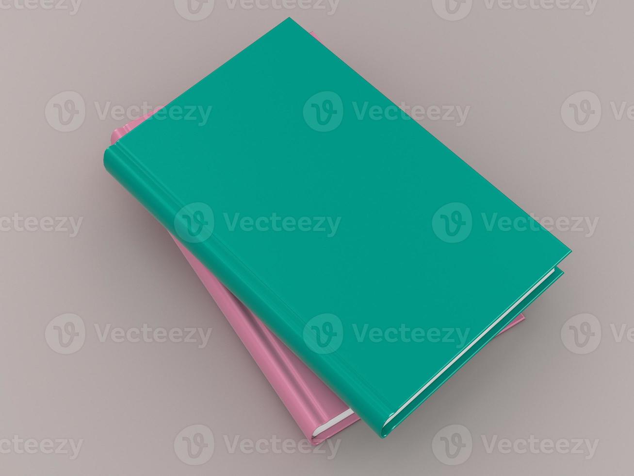 Plantilla de maqueta de libro de color vacío sobre fondo gris foto