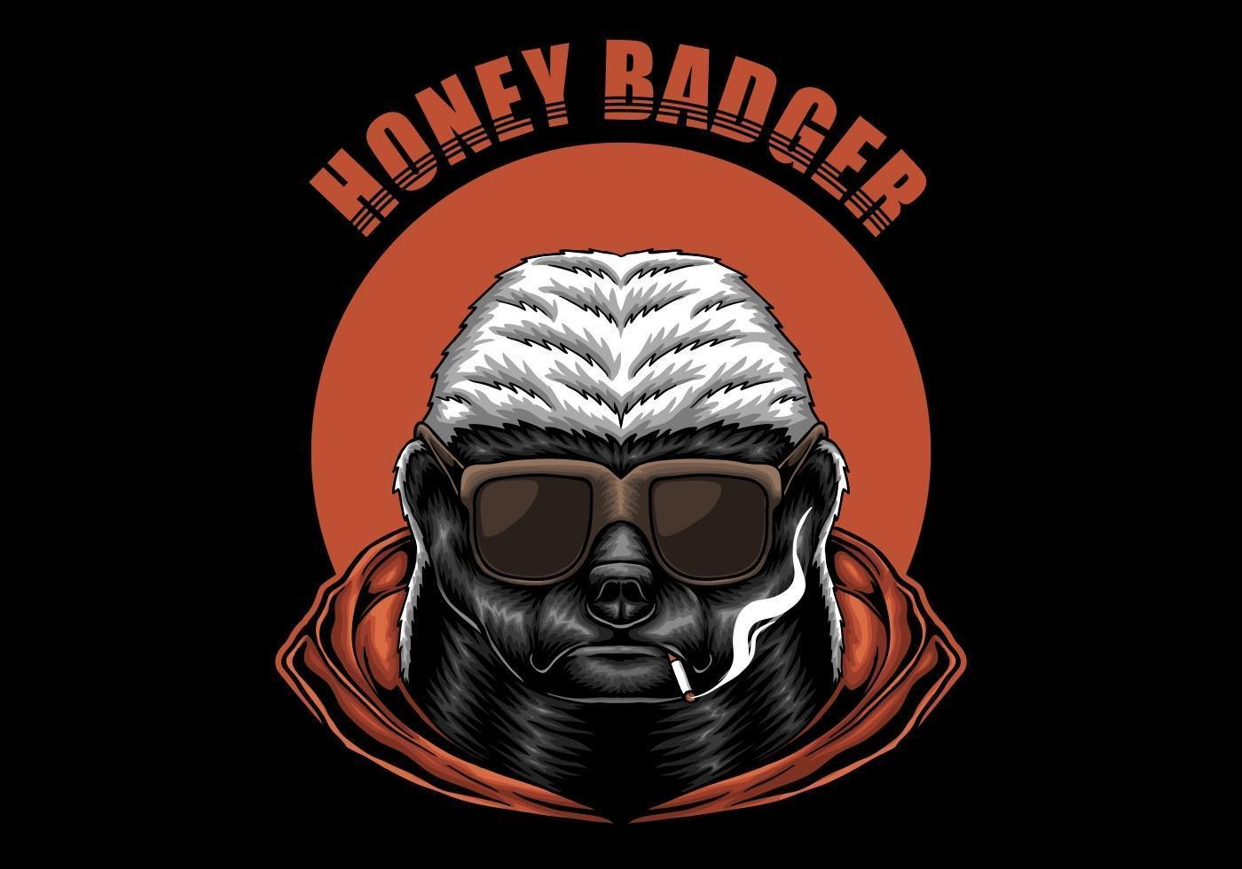Honey Badger With Sunglasses Illustration vector
