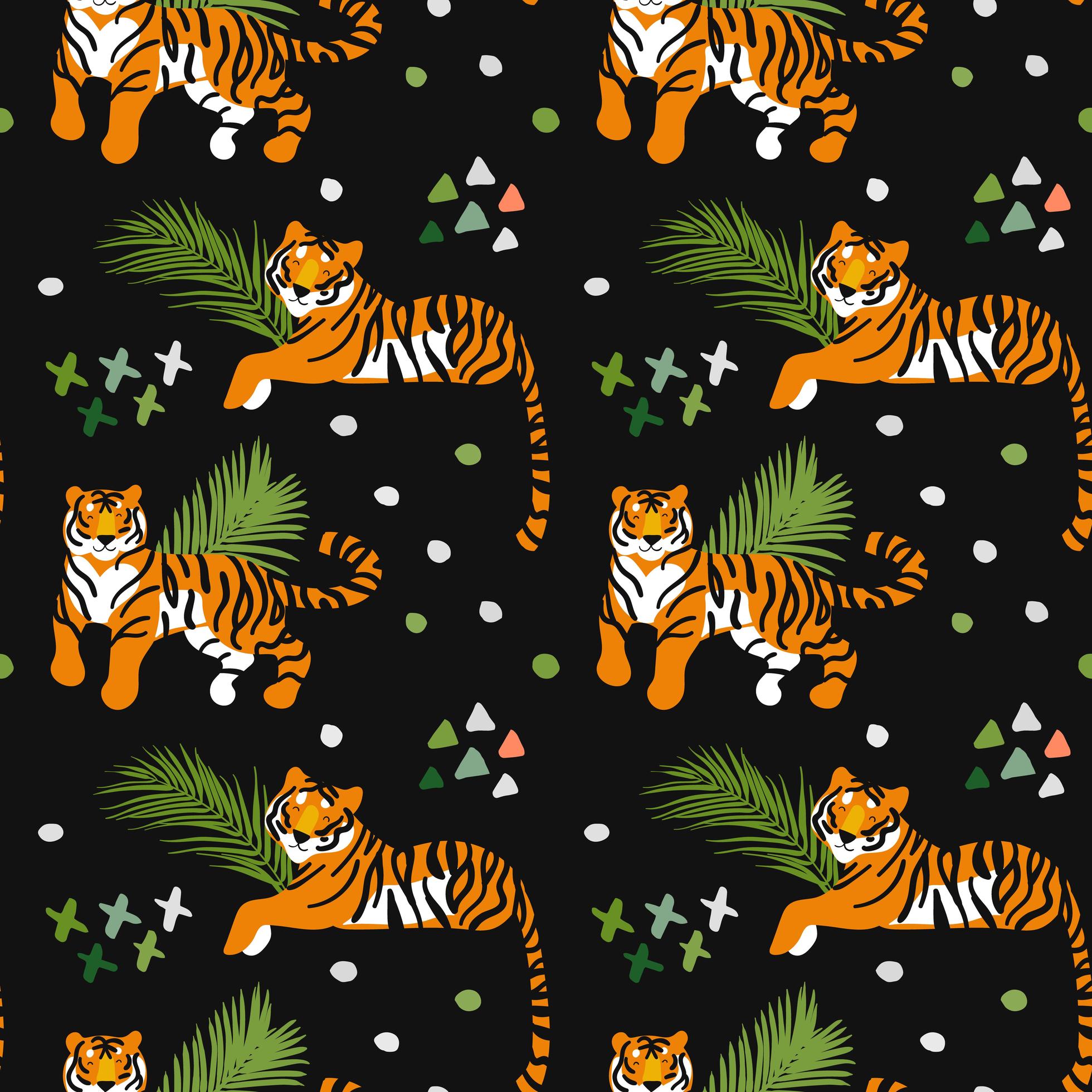Tigers Seamless Pattern on Black 952407 Vector Art at Vecteezy
