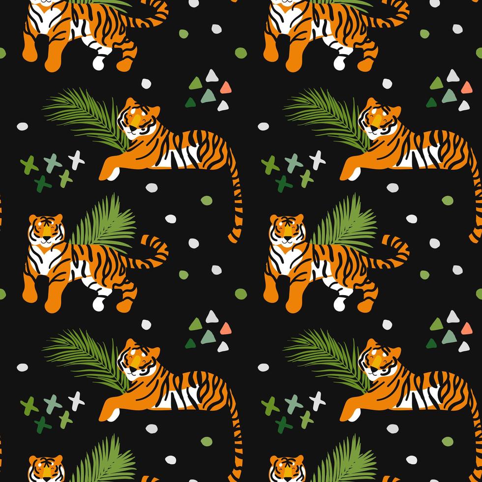 Tigers Seamless Pattern on Black 952407 Vector Art at Vecteezy