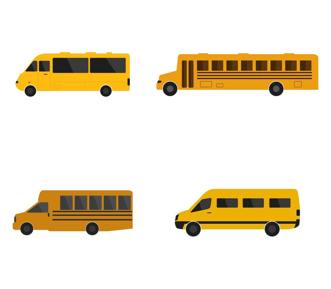 conjunto de iconos de autobuses escolares vector