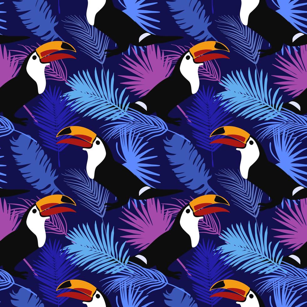 Tropical Bright Pattern with Toucans Seamless Pattern vector