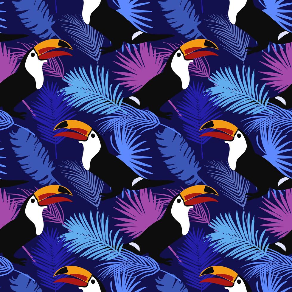 Tropical Bright Pattern with Toucans Seamless Pattern vector