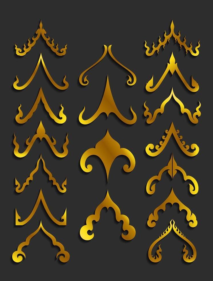 elementos de diseño de arte tailandés dorado vector