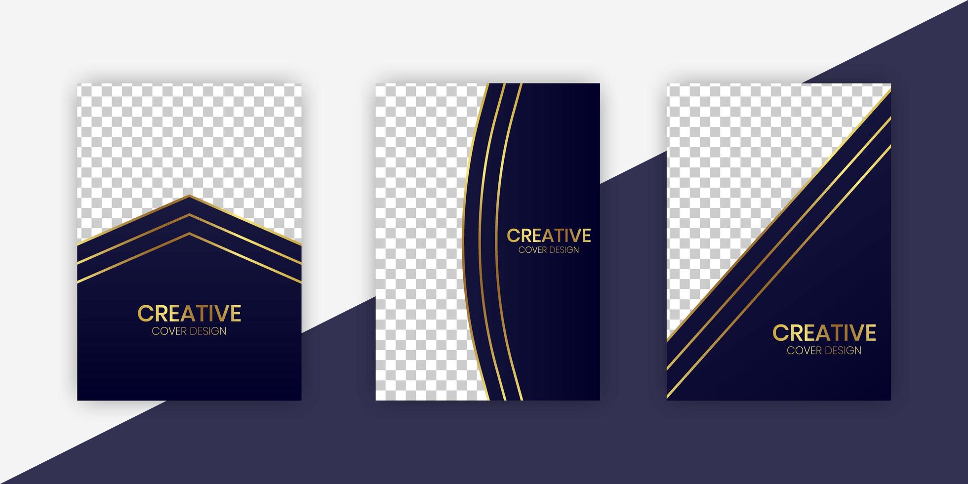 Set of Covers with Golden Stripes on Blue vector