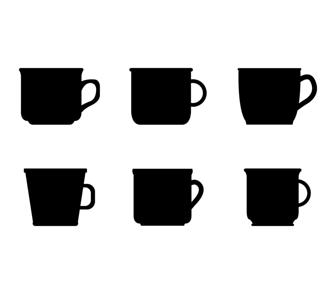 Set of Various Black Coffee Cup Icons