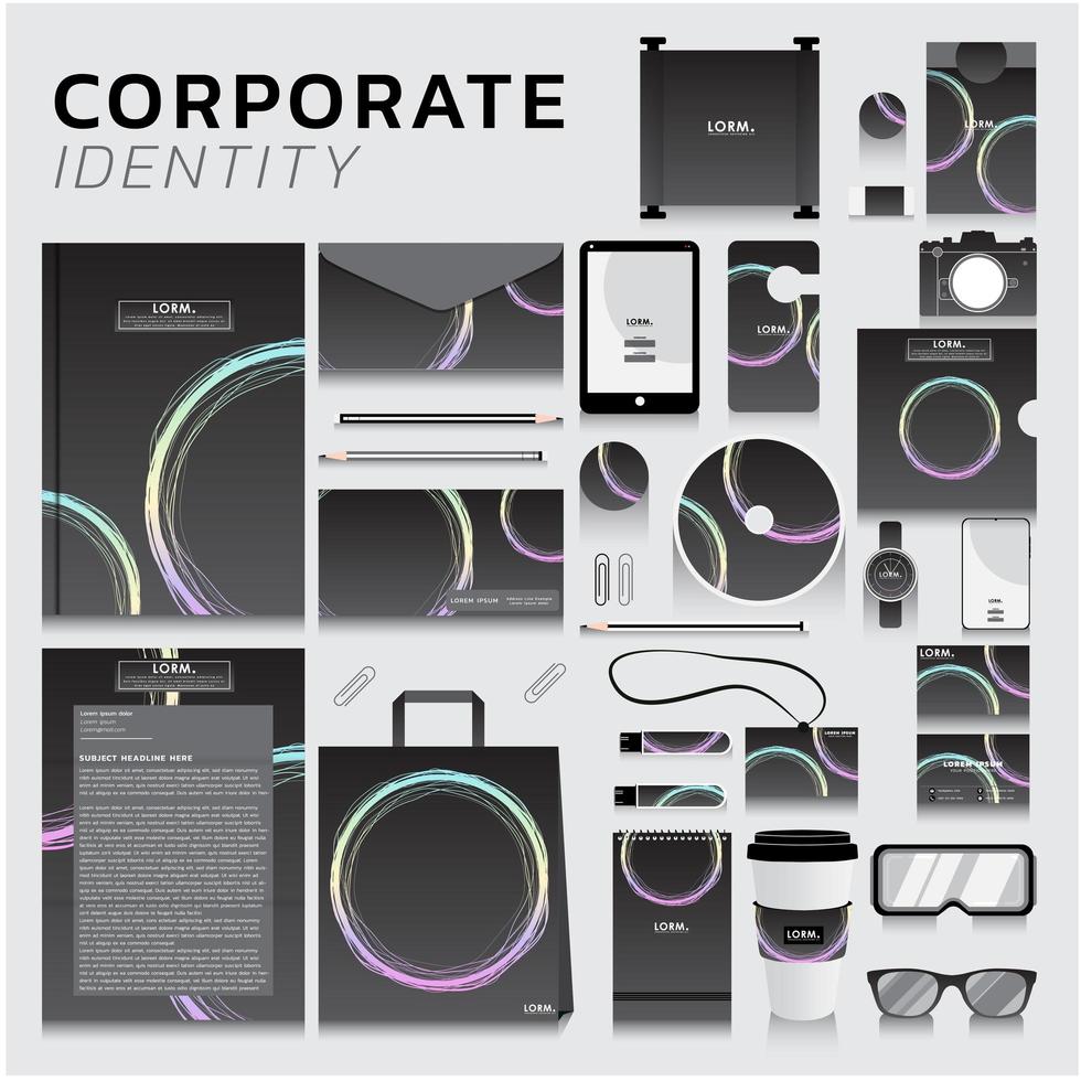 Corporate identity set with pastel circle design vector