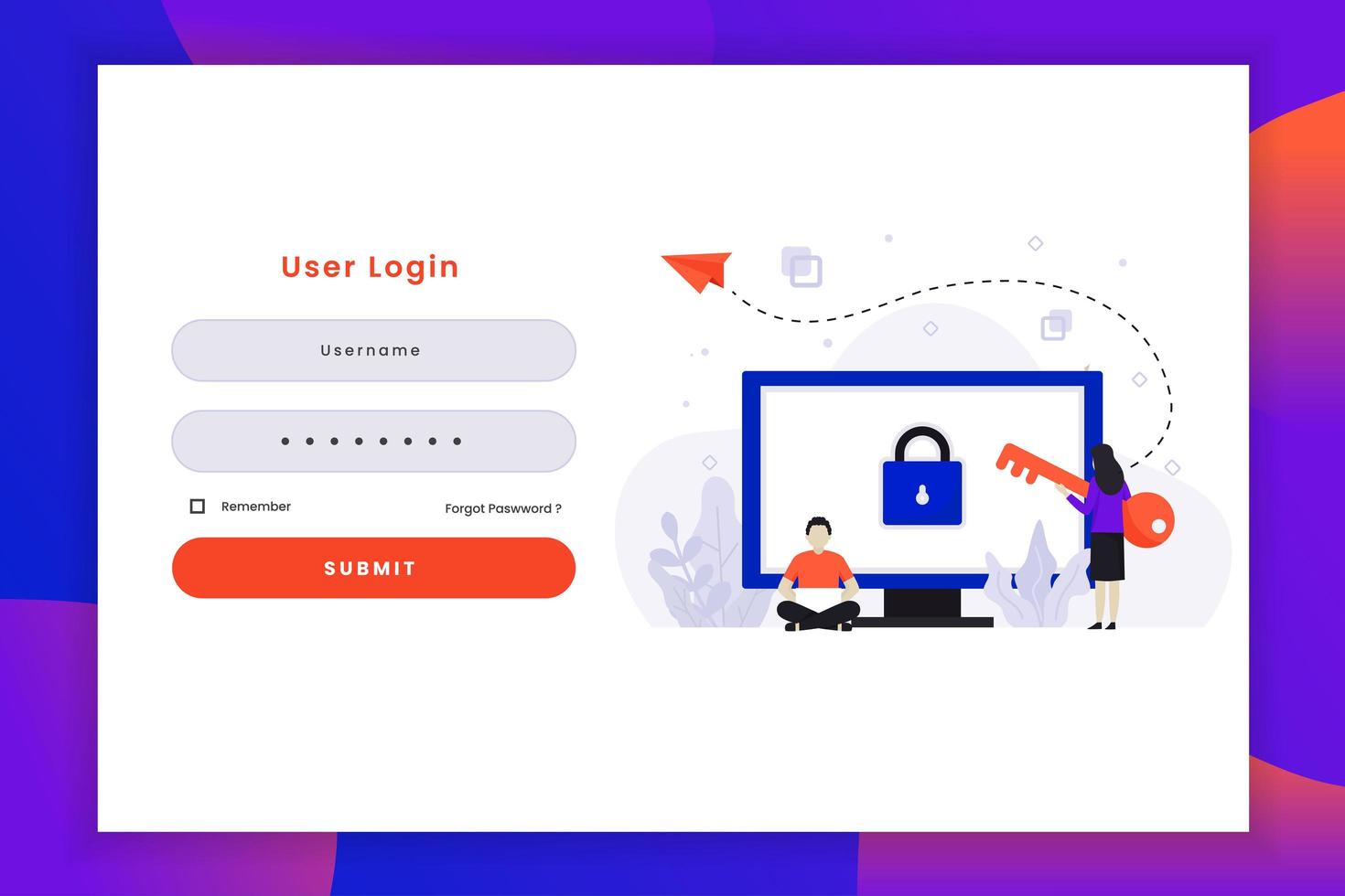 User login page with two characters vector